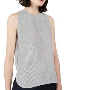 Everlane Women's Sz: 0 100% Silk Blue White Striped Sleeveless Tank Top Blouse